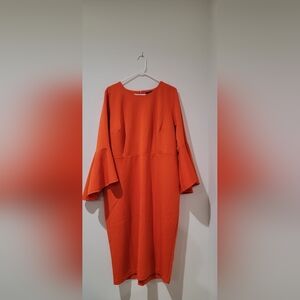 ELOQUII SIZE 20 Elegant Orange Bell Sleeve Dress